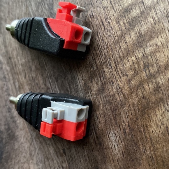 2 RCA MALE to spring press speaker wire cable converter jacks new non-soldering - Picture 2 of 5